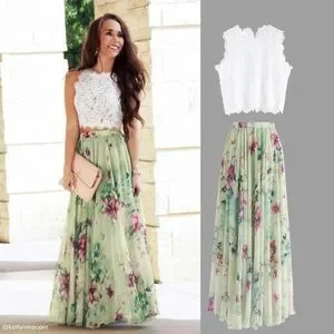 ★2025SS新作★EXPIRED GIRL★Frill Check Maxi Skirt PINKO ruffle-detail Pleated Maxi Skirt | Green | FARFETCH